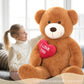 Tezituor Giant Teddy Bear Stuffed Animal 5Ft with Heart Large I Love You Bear Plush Toys for Kids Gift for Girlfriend