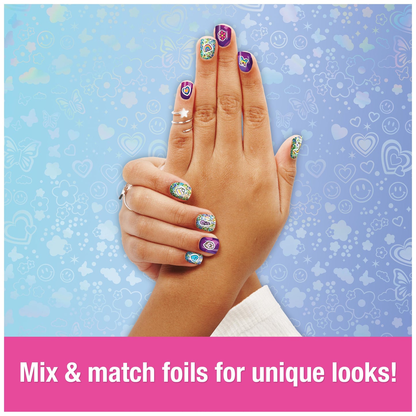 Cool Maker, GO Glam Foil Nails Kit with 6 Sheets of Shimmer Foil & Nail Stickers for 5 DIY Manicures, Arts and Crafts Kids Toys