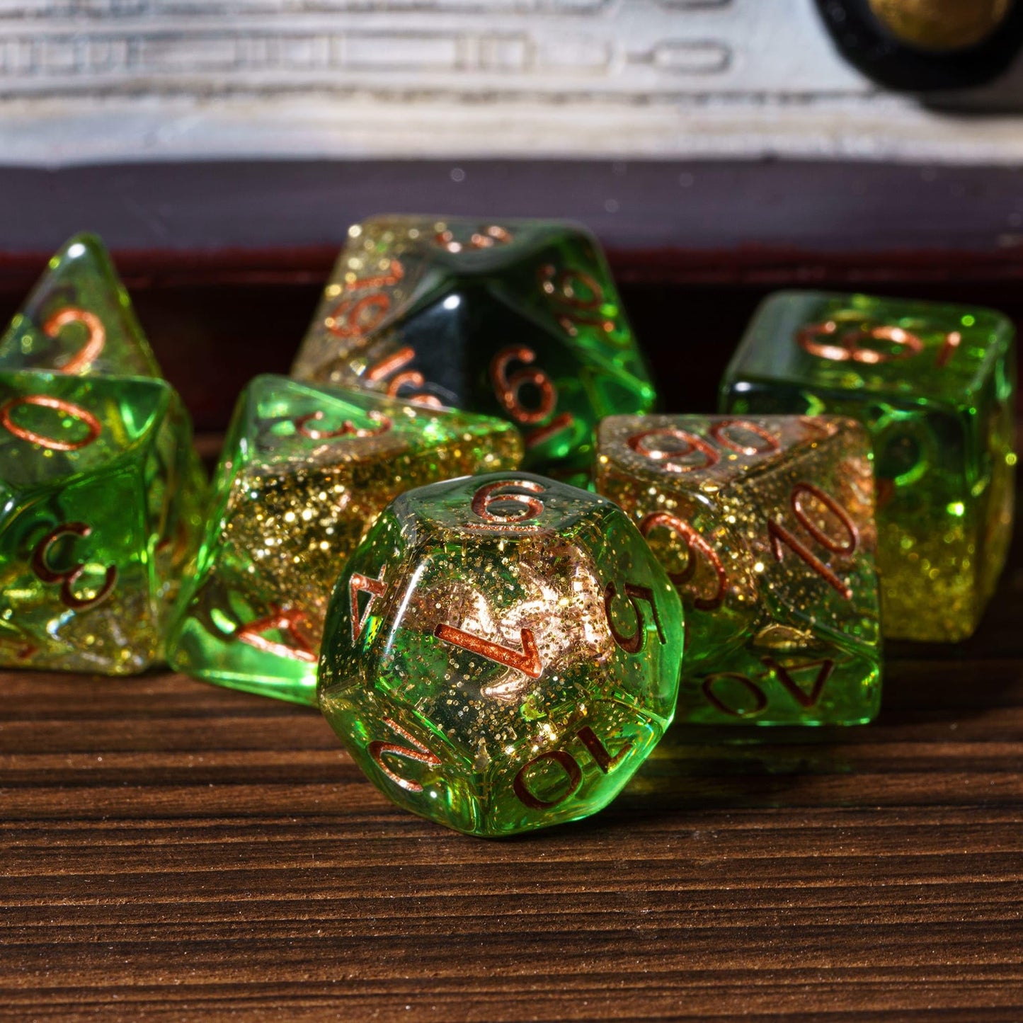 UDIXI 7 Die Polyhedral Dice Set D&D with Anchor Inclusion, Sequins DND Dice for Dungeons and Dragons RPG MTG and Other Tabletop
