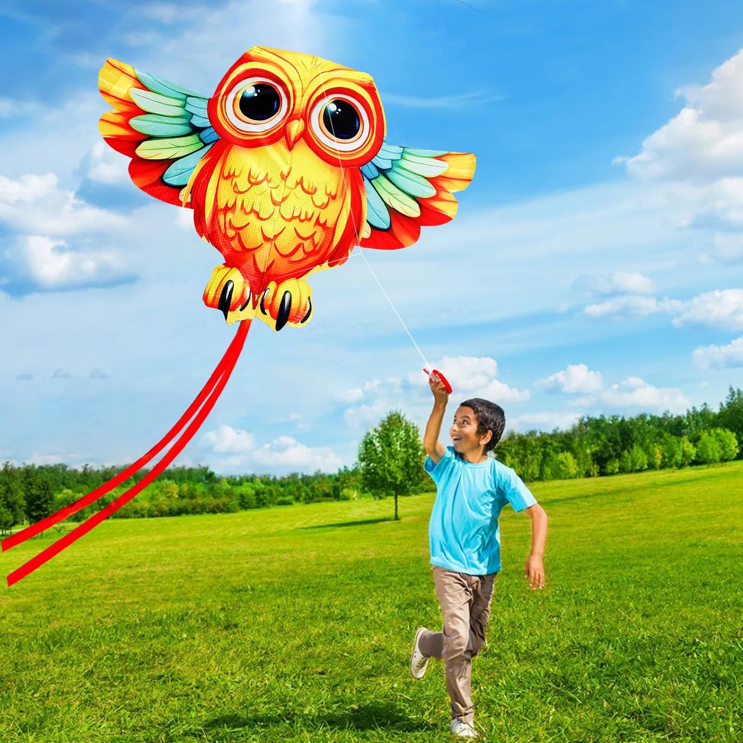 Hengda Kite 3 Pack Of Kites,Owl And Bee And Chick Kite,For Kids Beginners And Adults Cute Design High Definition Printing Easy T