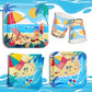 Beach Theme Party Supplies, Summer Pool Pack Includes: Paper Dinner Plates, Dessert Plates, Luncheon Napkins, Cups And Tableclot