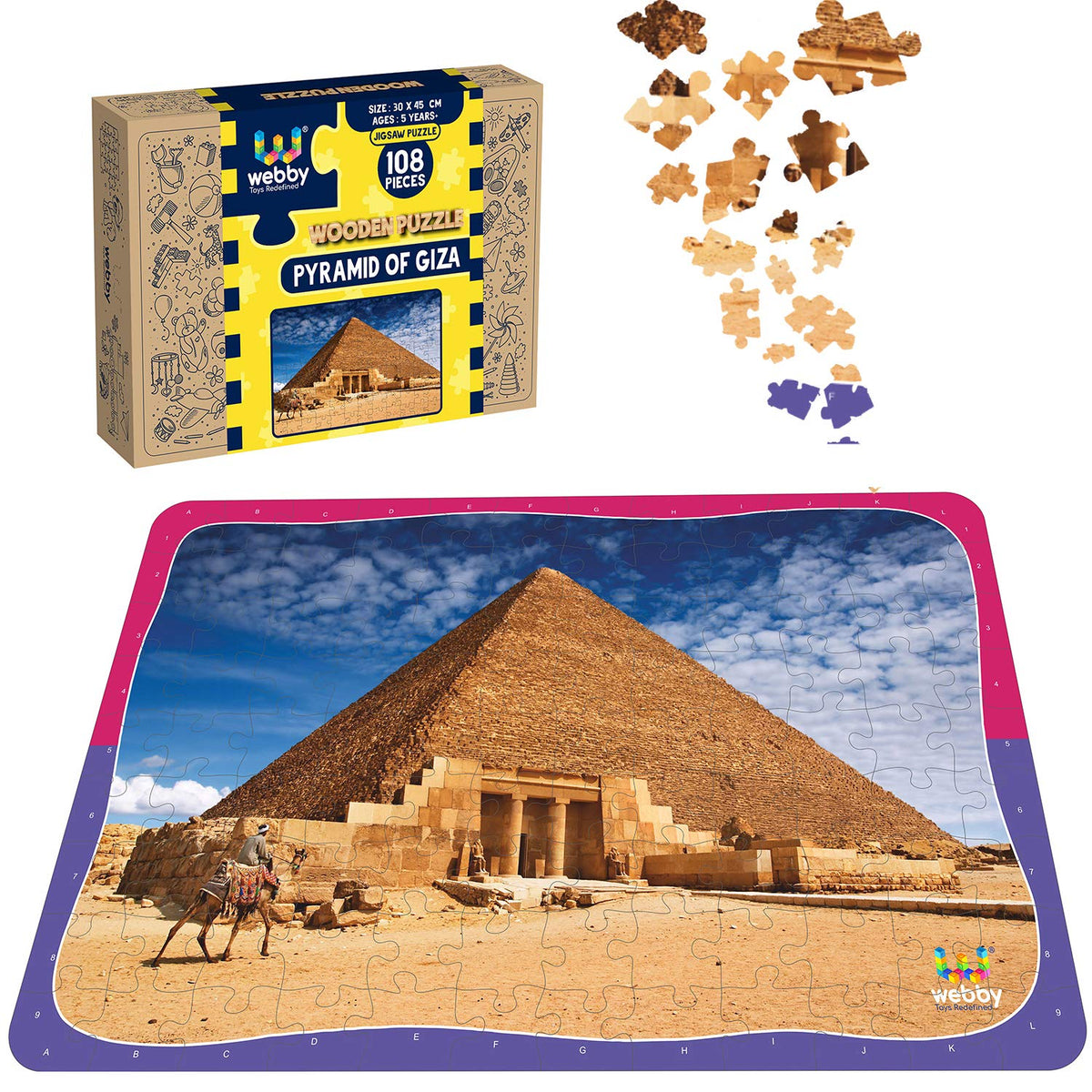 Webby Kid Pyramid of Giza Wooden Jigsaw Puzzle, 108 Pieces