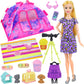 K.T. Fancy 18 PCS Girl Doll Travel Camping Tent Set and Accessories for 11.5 Inch Girl Doll Includes Doll Tent  Clothes  Backpack  Toy Dog  Placemat  Toy Phone  Glasses (Doll NOT Included)