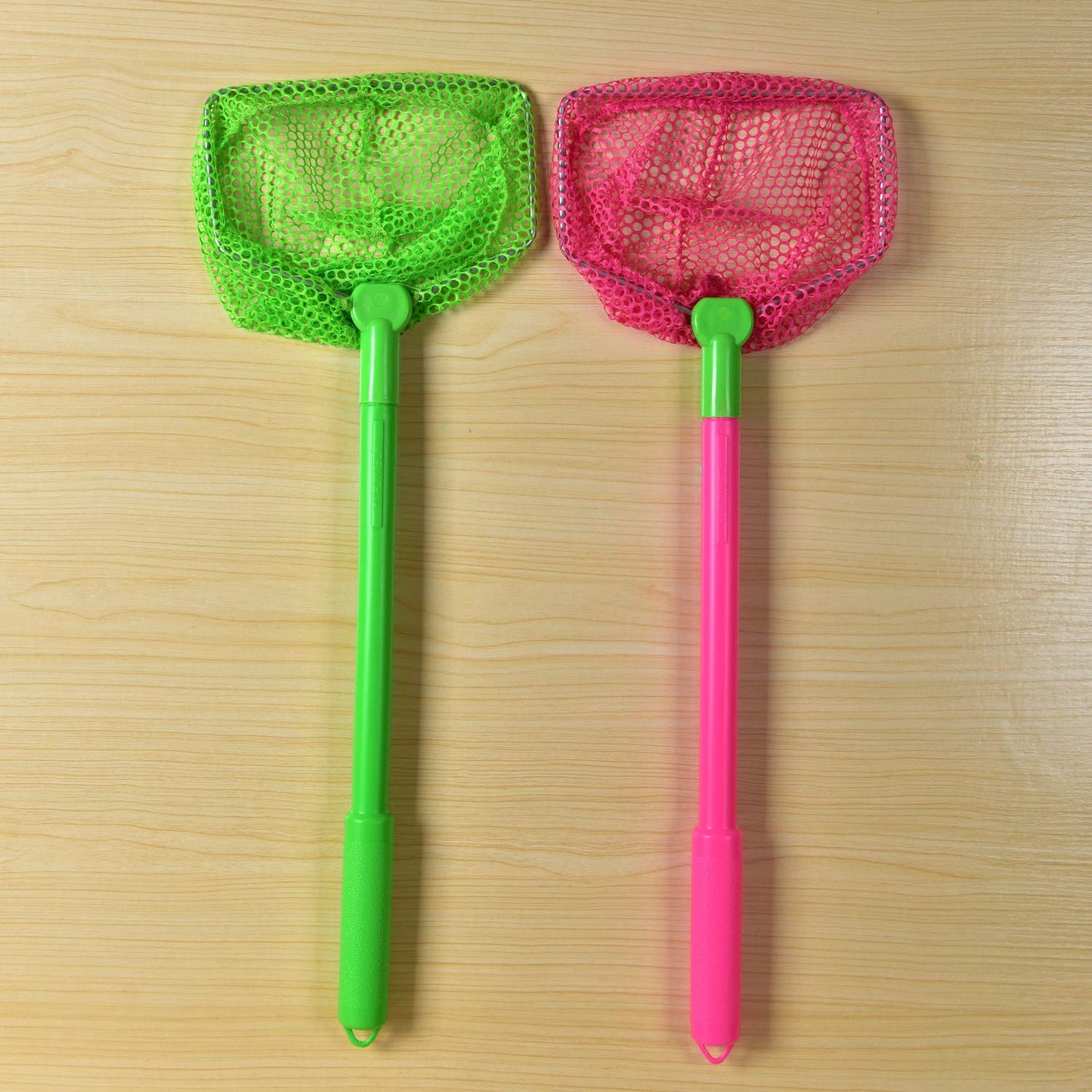 Coopay 4 Pieces Kids Fishing Net Catching Bug Nets Fish Butterfly Nets Beach Toys For Kids Outdoor Playing (Green, Rose Red)