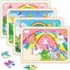 Puzzles For Kids Ages 4-6, 4 Pack Wooden Jigsaw Puzzles 24 Pieces The Castle Puzzle Preschool Educational Learning Toys Set For