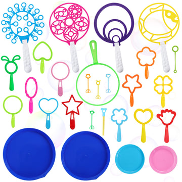 Oun Nana Bubble Wands Set, 28 Pcs Large Bubble Wands With Tray For Kids, Giant Bubble Wands Bubble Makers Bulk For Kids Summer Outdoor Bubble Party Favors