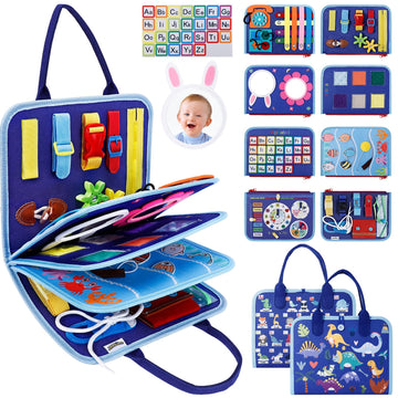 Jhkim Busy Board Montessori Baby Toys For 1 2 3 4 Year Old Boys Girls Gifts, Sensory Toy For Toddlers 1-3, Educational Activities Travel Toy For Airplane Car, Busy Book For Learning Fine Motor Skills
