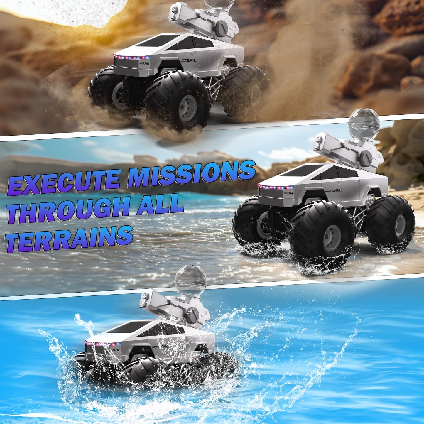 Innofans Remote Control Car, 1:16 Rc Cars Scale All Terrain Electric Vehicle, Water Squirt Tank With Lights Toys Monster Trucks,