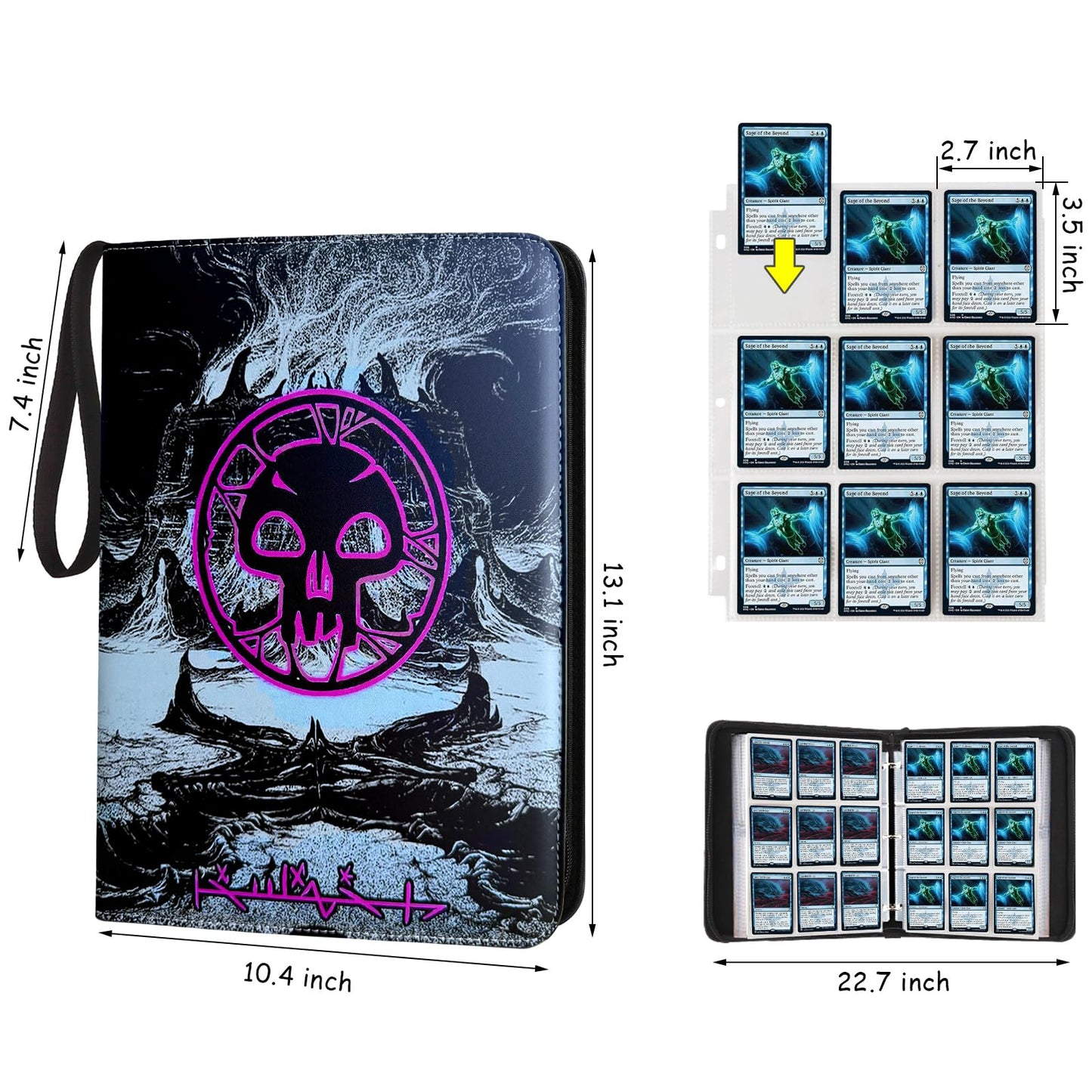 MTGPRO 9 Pocket Card Binder  720 Double Sided Pocket Trading Card Binder  enhanced PU Card Collector Album Card Folder for MTG/YGO/PTCG/Game Cards(Purple)