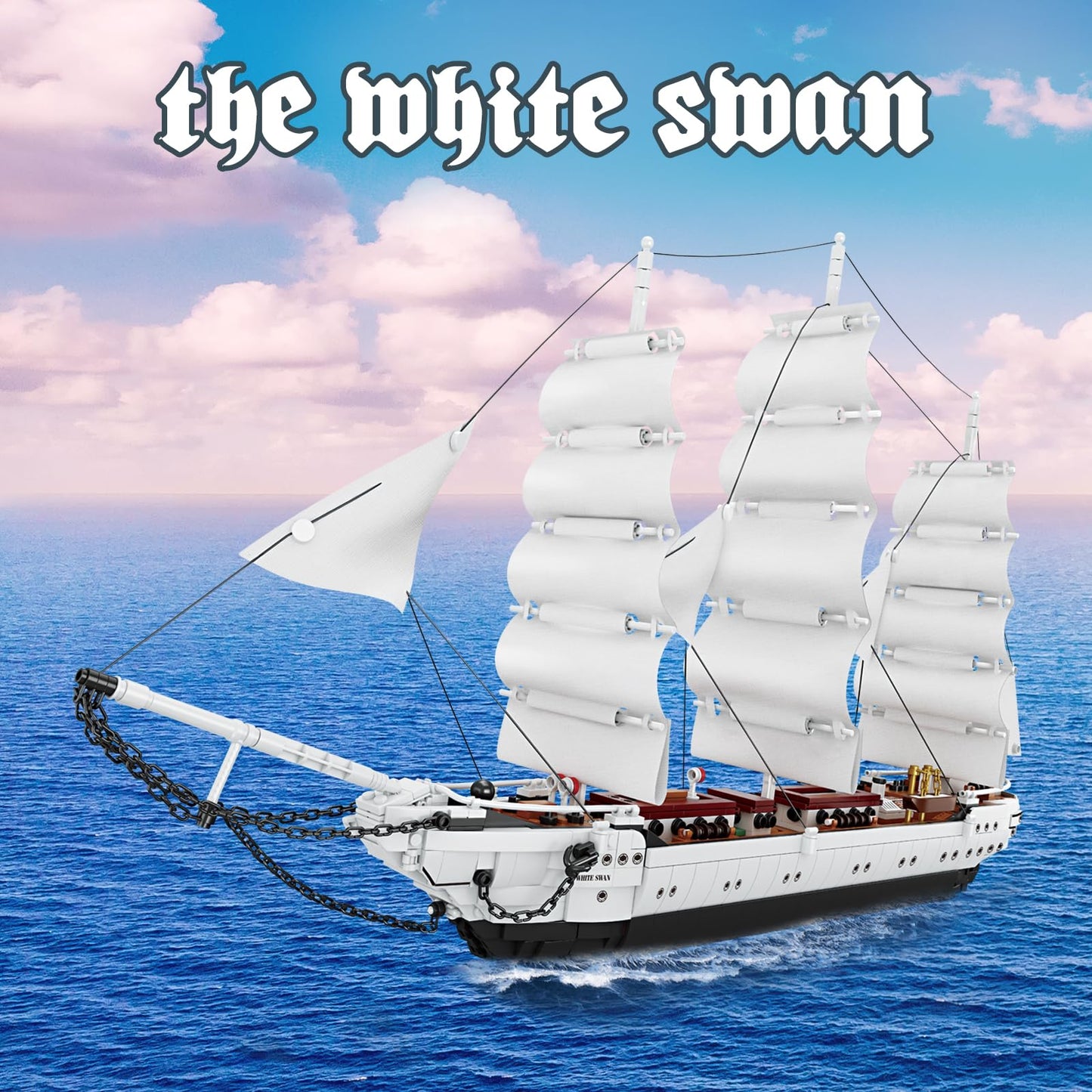 JMBricklayer Ship Building Toy - Building Sets for mature-themed 40104  White Swan Model Ship Attractive Showroom Decoration  Pirate Ship & Nautical Adventure Experience Construction Toys