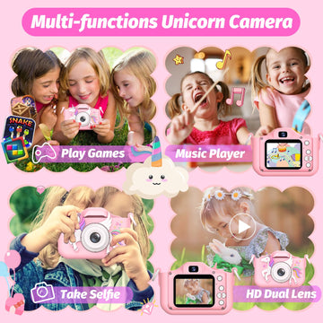 2024 Upgrade Kids Camera For Girls, Christmas Birthday Gifts For Girls Boys, 1080P Hd Selfie Digital Video Camera For Toddlers,