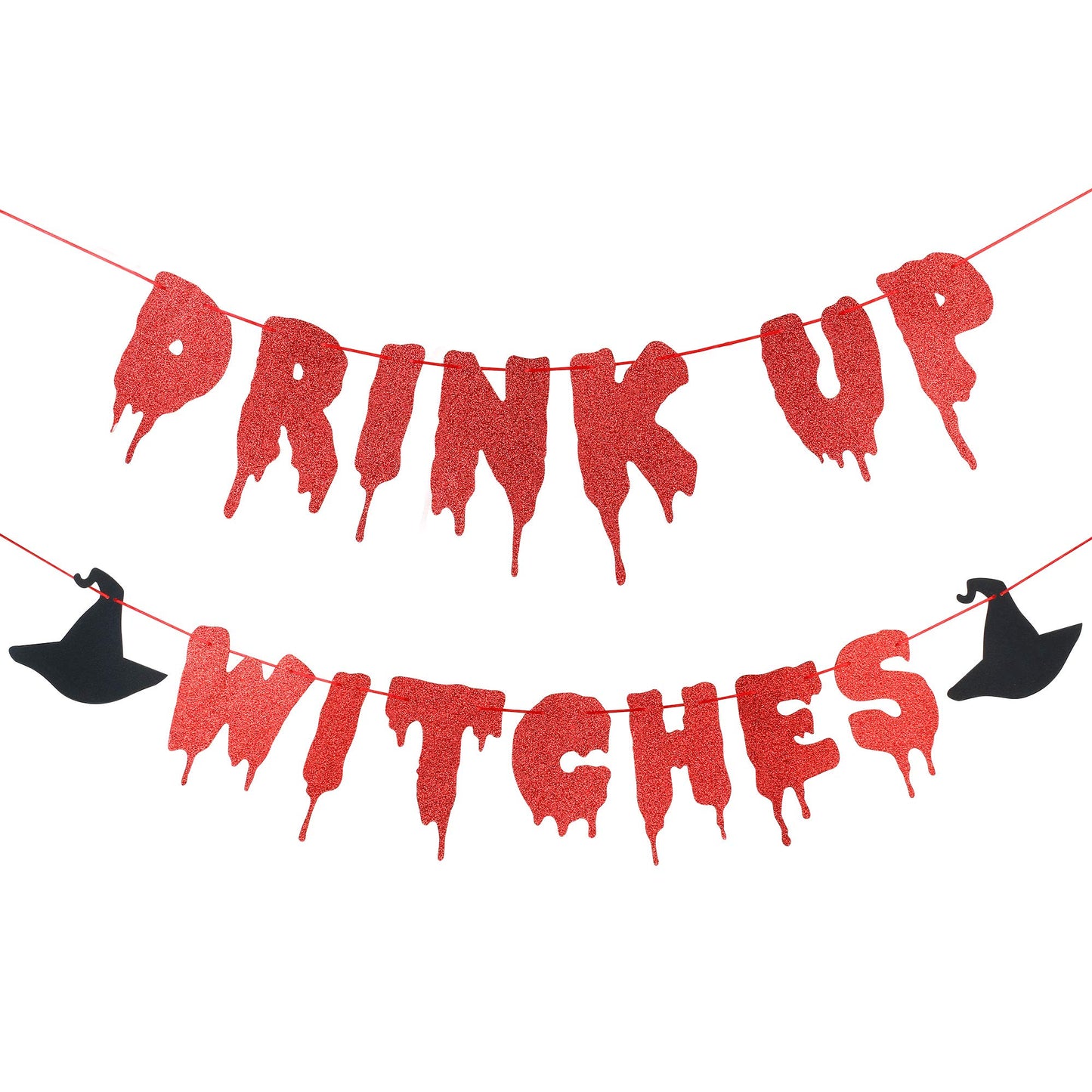 Red Glitter Drink Up Witches Banner, Halloween Witch Banner Witches Halloween Party Banner For Witch Party Decorations Halloween Haunted Mansion Party Decorations