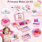 Kids Makeup Kit for Girl with 3-Color LED Lighted Makeup Mirror, DAUXONE  60 Pcs Makeup Set for Girls,Real & Washable Kids Makeu