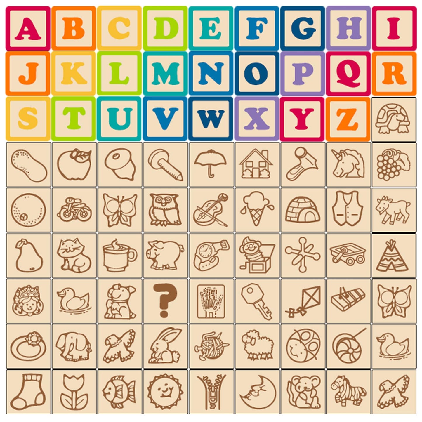 Wooden Building Blocks For Toddlers 2-3, Abc/Animals Castles Montessori Toys, Preschool Learning Toys Stacking Block For Prescho