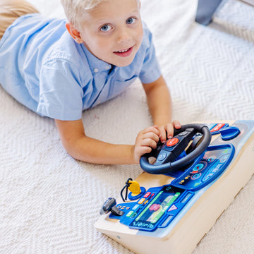 Melissa & Doug Vroom & Zoom Interactive Wooden Dashboard Steering Wheel Pretend Play Driving Toy - Fsc Certified