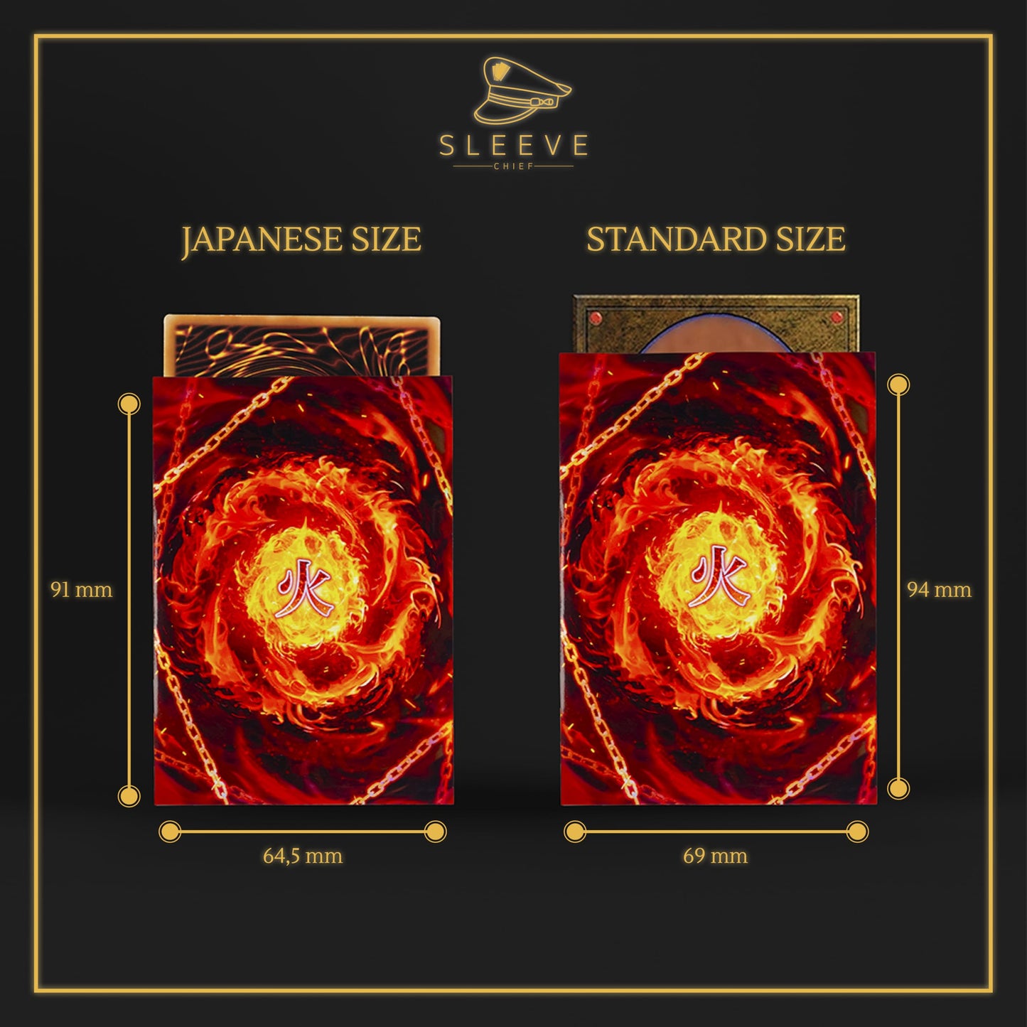 SleeveChief - enhanced Design Trading Card Sleeves | Ultra Durable TCG Game Sleeves with Holo- Effect Backprint | Japanese Size | 100 Pcs