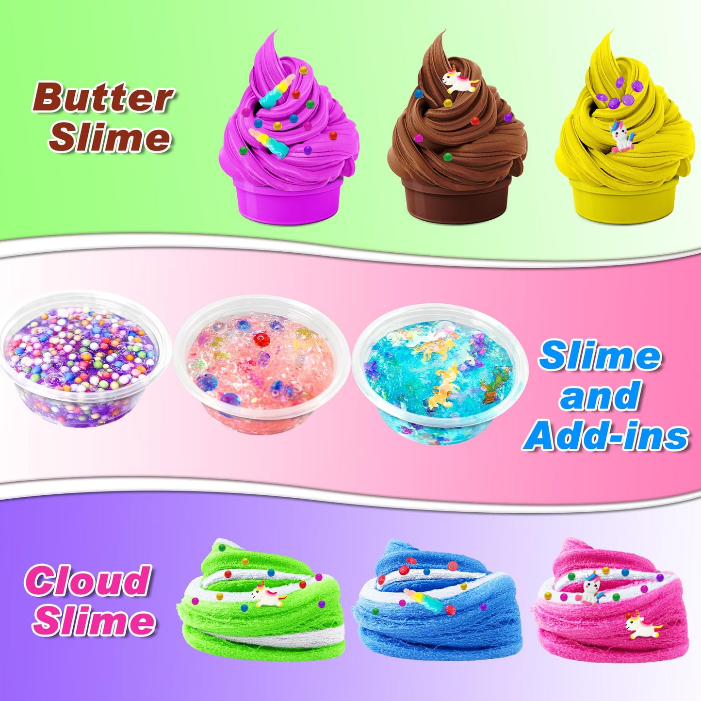 Yopinsand Diy Slime Kit, Slime Making Kit For Girls, Butter Slime, Foam Slime, Cloud Slime With Add-Ins, Foam Balls, Charms, Gli