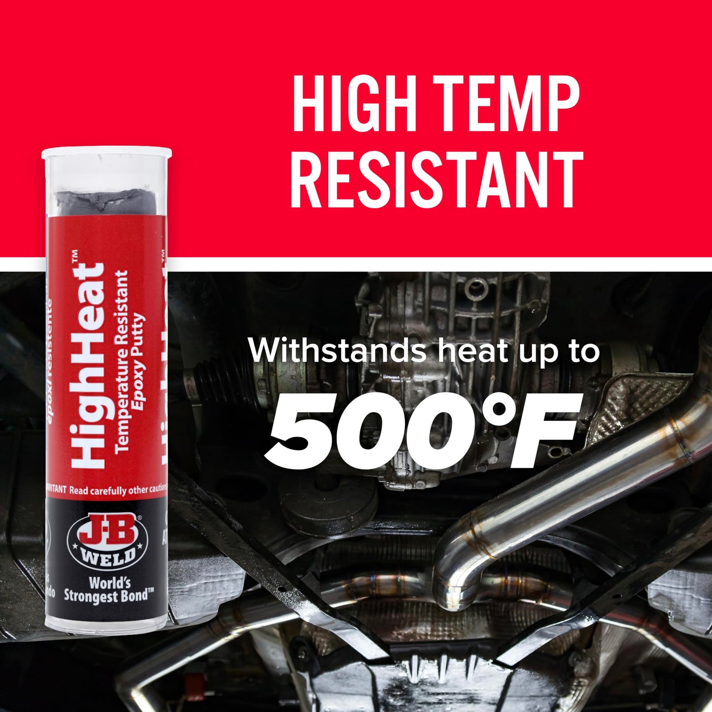 J-B Weld HighHeat 500 Degree Epoxy Putty Stick, 2 oz, Grey, Model 8297, Epoxy Resin