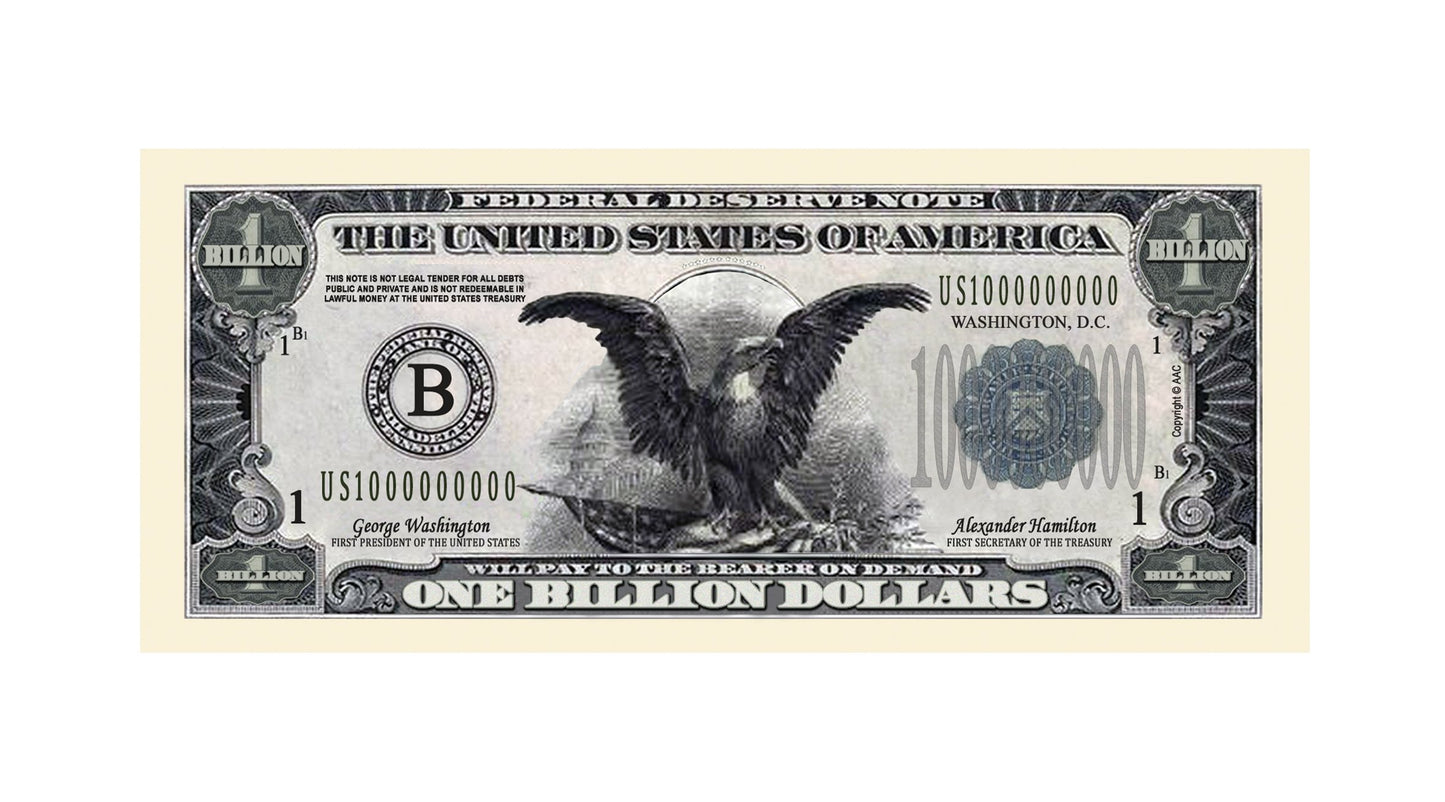 American Art Classics Billion Dollar Bill Pack - 50 Paper Banknotes, Black, Medium Size