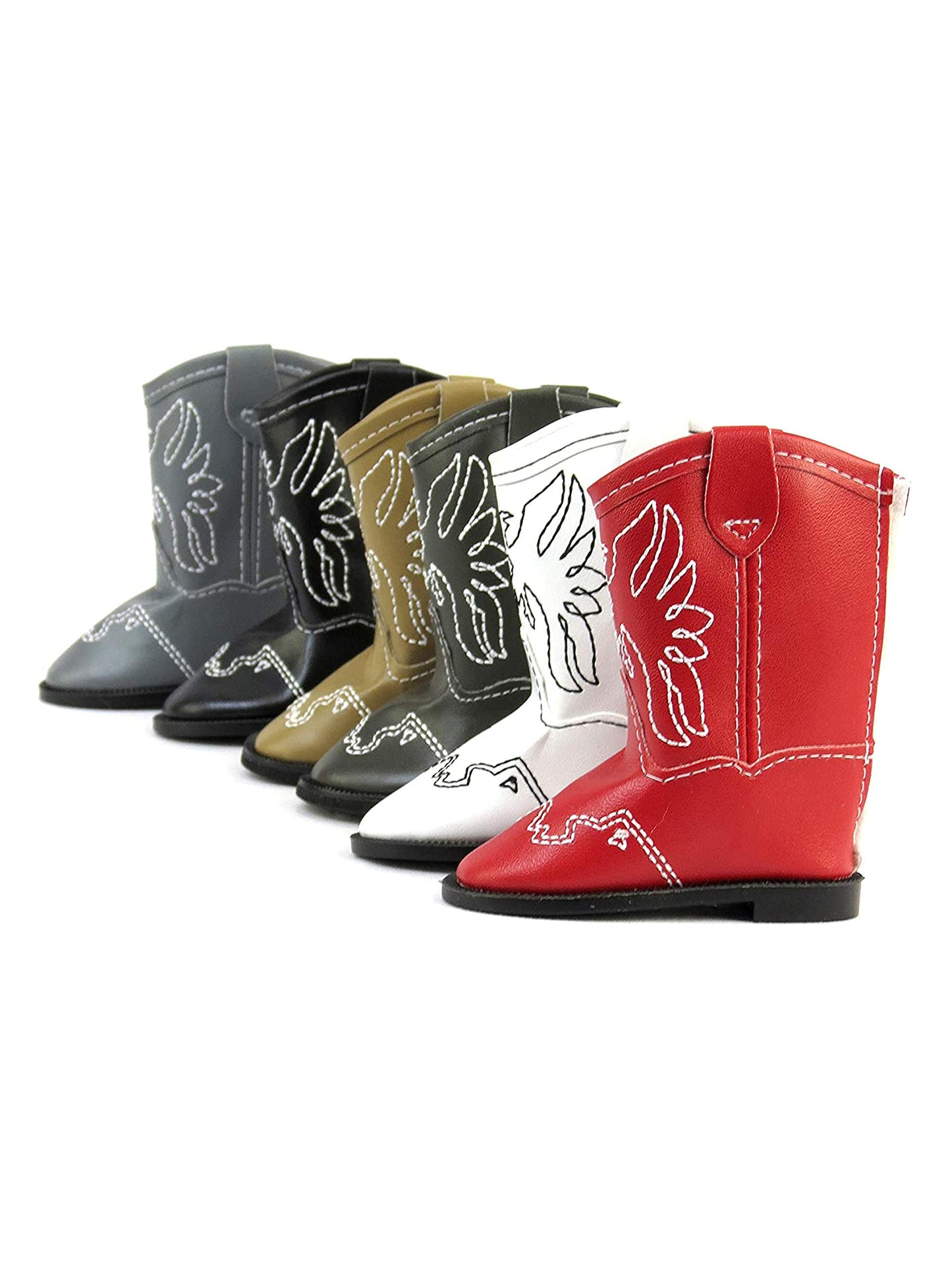 American Fashion World Brown American Eagle Cowgirl Boots for 18-Inch Dolls | enhanced Quality & Trendy Design | Dolls Shoes | Shoe Fashion for Dolls for Popular Brands