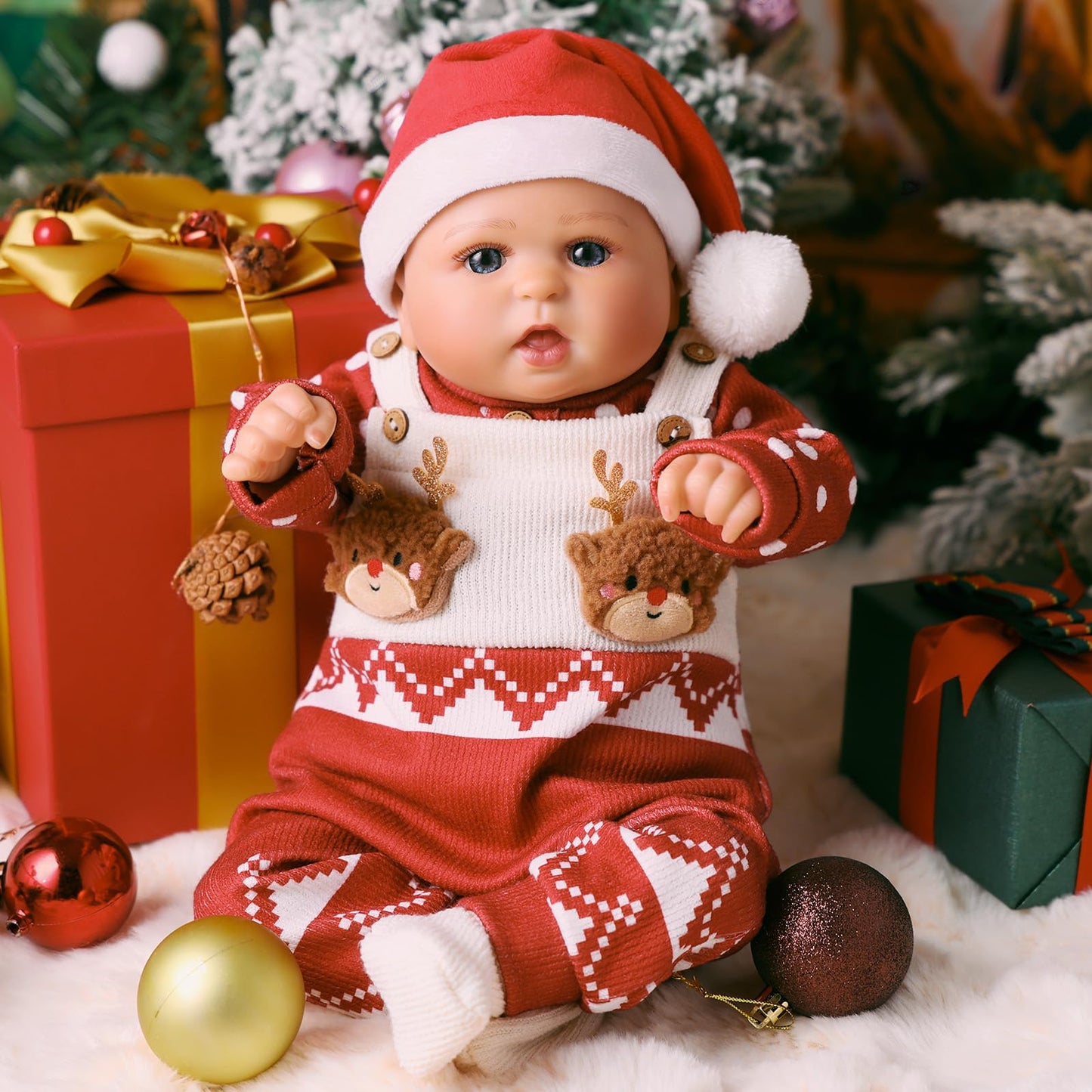 Babeside Festive Style Lifelike Reborn Baby Dolls - 20 Inch Feeling Realistic-Newborn Baby Dolls, Real Life Xmas Baby Dolls With Gift Box And Toy Accessories Gift For Kids Age 3+
