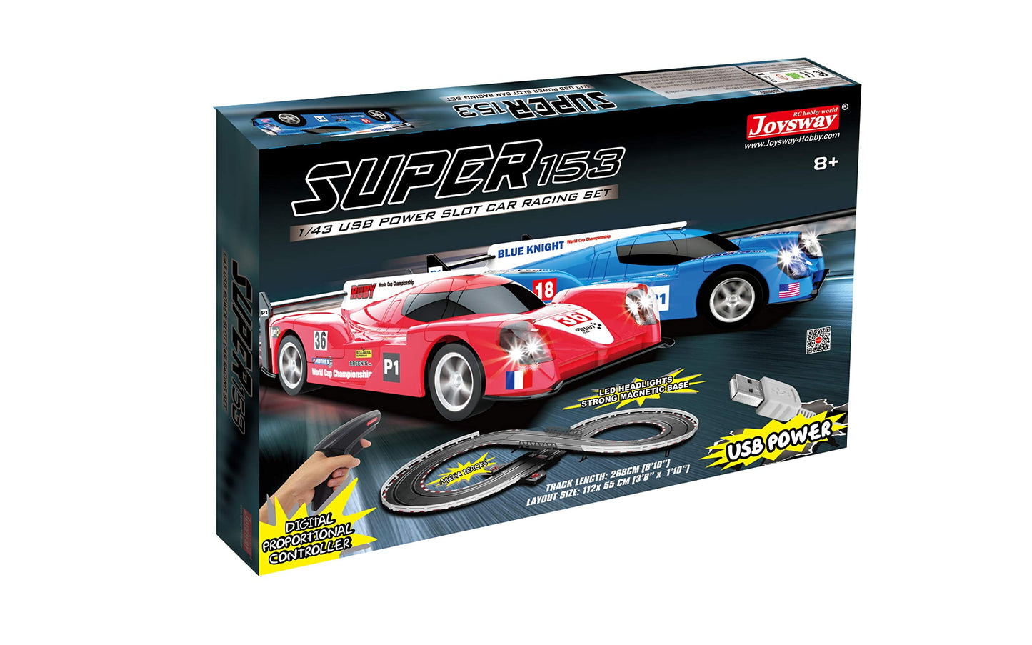 Joysway Super 153 Slot Car Racing Set - Large Red Plastic Model 2153