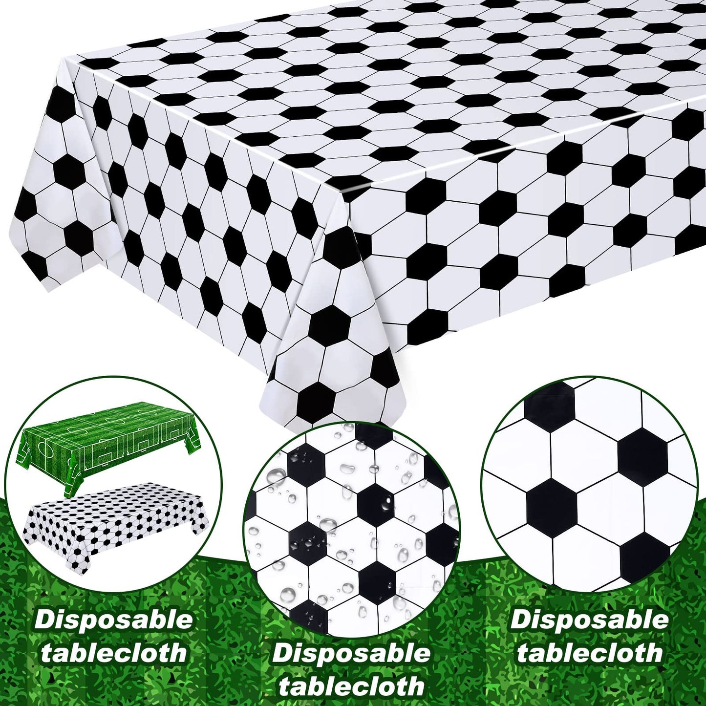 Mixweer Soccer Plastic Tablecloth Soccer Party Disposable Table Cover Soccer Pattern Party Supplies Plastic Soccer Theme Table C