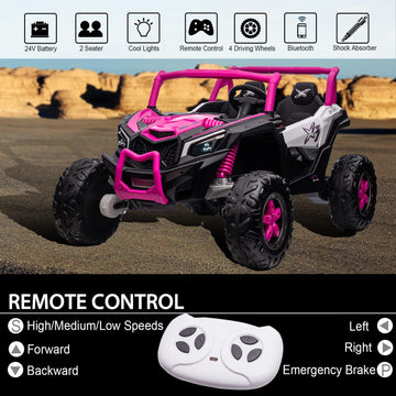 Nitoess Xxxl 2 Seater 24V Ride On Truck For Kids, 2Wd/4Wd Ride On Utv With Remote Control, Max Load Capacity 200Lbs,4 Powerful M
