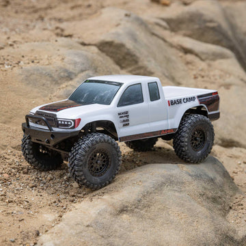 Axial RC Truck 1/24 SCX24 Base Camp 4x4 Rock Crawler Brushed RTR(Everything Needed to Run is Included) - White, AXI-1219T1