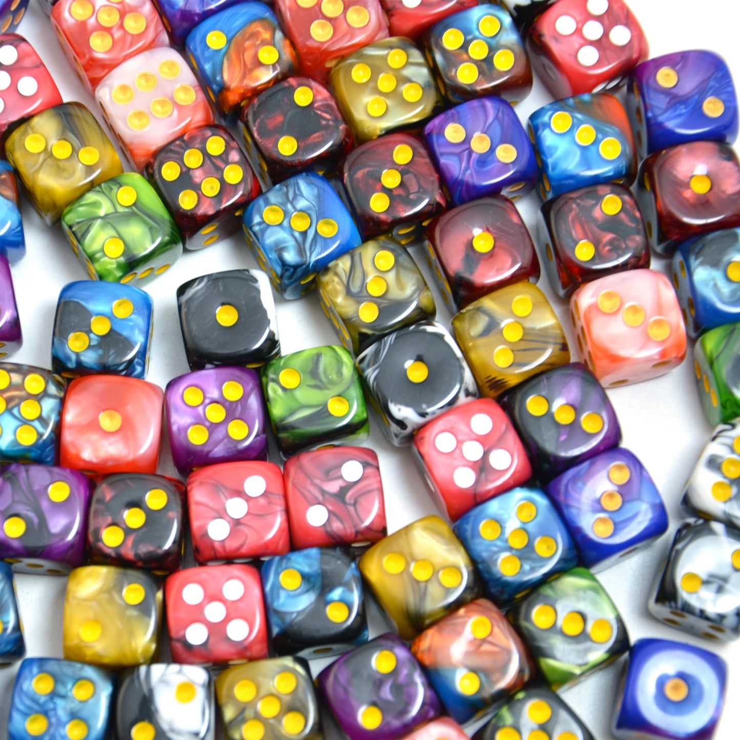 Smartdealspro 100-Pack Two Color Round Angle Six Sided Dice Die with Free Pouch for Tenzi, Farkle, Yahtzee, Bunco or Teaching Ma
