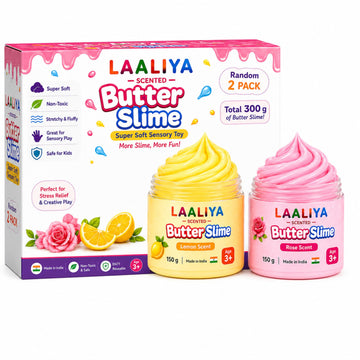 Lemon Scented Butter Slime for Kids 3 to 10 Years, Pack of 2, 150g Each, 300g Total, Super Soft Fluffy Stretchy Non Sticky Senso