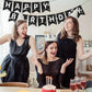 Hooqict Glitter Black Happy Birthday Banner Sign For Backdrop Black Birthday Decorations For Men Women Party Supplies Wall Door Banner Garland Bunting Flag