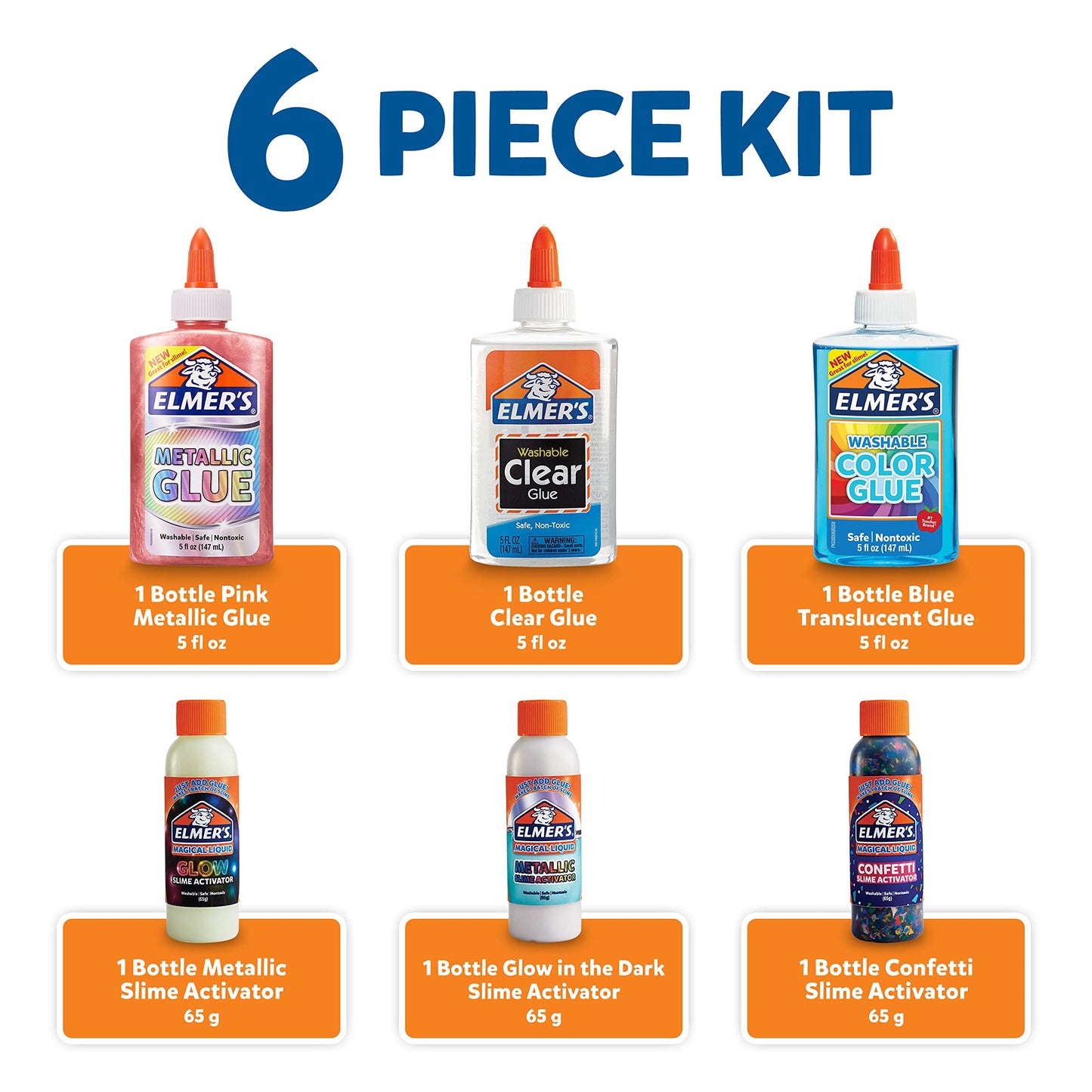 Elmers Collection Slime Kit, Supplies Include Glow In The Dark Magical Liquid Slime Activator, Metallic Magical Liquid, Confett