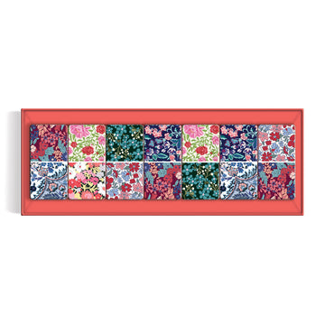 Galison Liberty Domino Set - 28 Double Sided Colorful Floral Patterned Wooden Domino Pieces