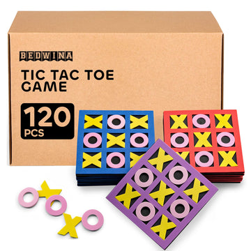 Tic Tac Toe (Bulk Pack Of 120) 5''X5'' Foam Tic-Tac-Toe Mini Board Game Toys For Kids, Birthday Party Favors, Goody Bag Stuffers