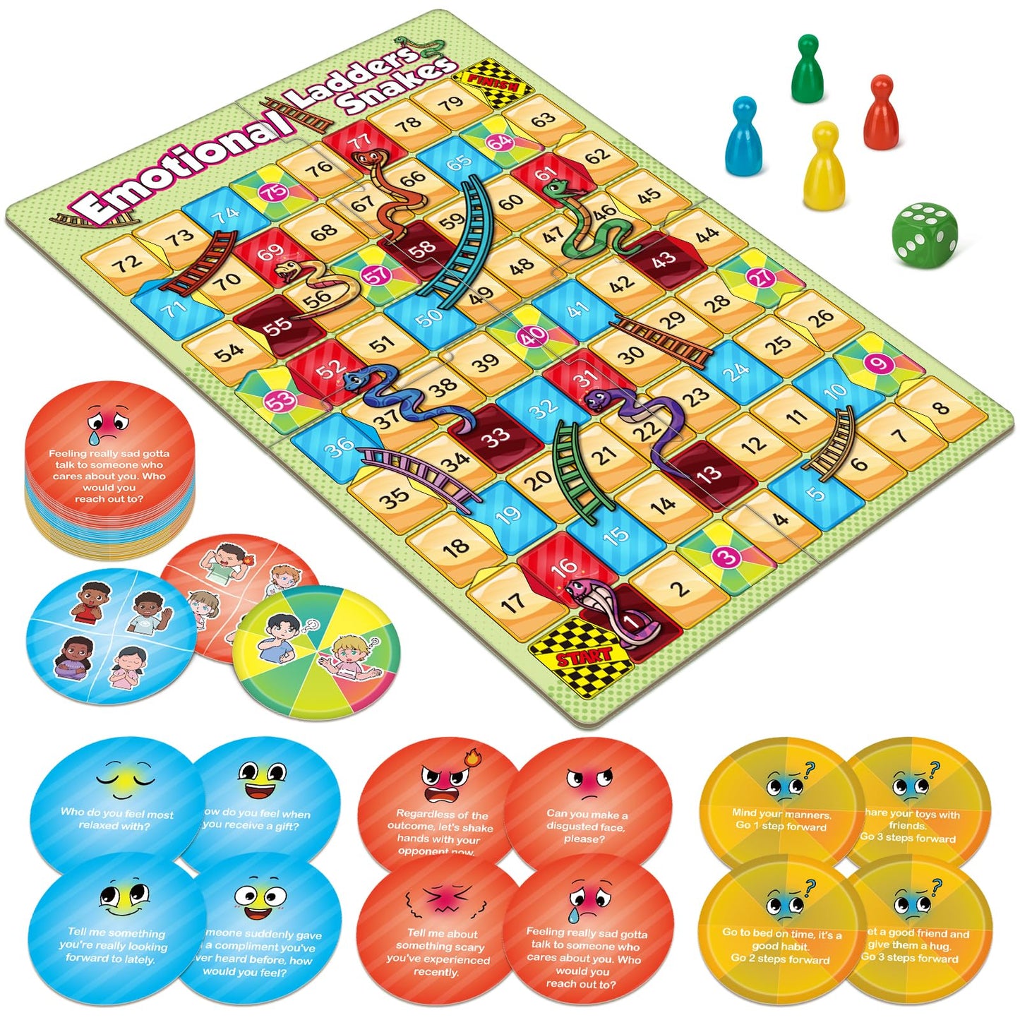 Broytain Emotional Board Games For Kids,Ladders And Snakes Board Game,Learning Resources,Social Skills Emotional Regulation Toys