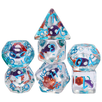 UDIXI 7PCS Polyhedral DND Dice, D&D Dice Set Filled with Mushroom and Flower for Role Playing Dice Games as DND RPG MTG Table Ga