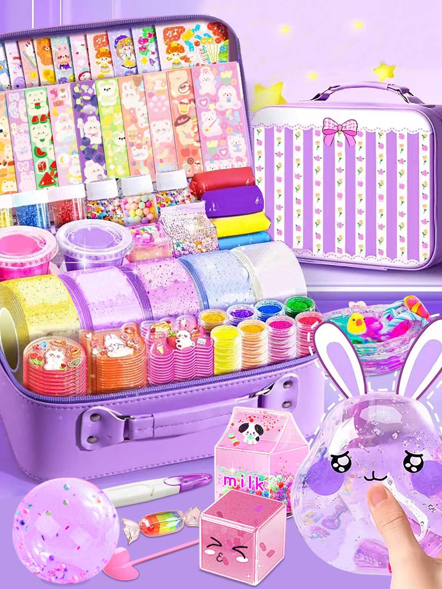 Jimcii Nano Tape Bubble Kit For Kids With Cute Cartoon Handbag, Nano Tape Squishy Maker Kit, Nano Tape Bubbles, Nano Bubble Tape