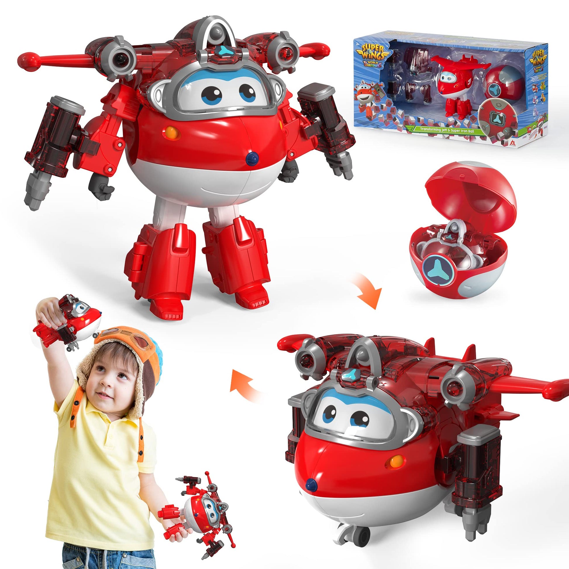 Super Wings Toys Action Figure 5' Transformer Jett Robot Airplane Toy Equipment Upgraded For Kids 3+ Birthday Gifts For Kids