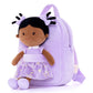 Onetoo Toddler Kids Backpack With Soft Tanned Baby Dolls In Purple Star Dress 9.5''