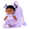 Onetoo Toddler Kids Backpack With Soft Tanned Baby Dolls In Purple Star Dress 9.5''