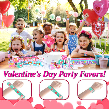 Valentine's Day Slap Bracelets 48Pcs Valentine's Day Party Favors for Kids Valentine's Day Snap Bracelets Party Supplies Valenti