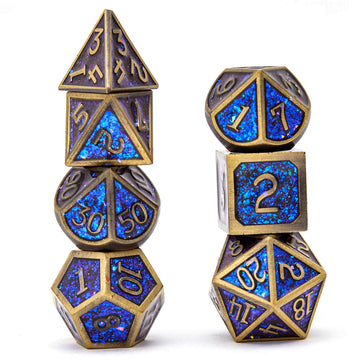 Metal Dice Set D&D Dragon and Dungeon Polyhedral Metal Dice, Punk Style Role-Play RPG Explorer MTG Pioneer Game DND Dice Set (7