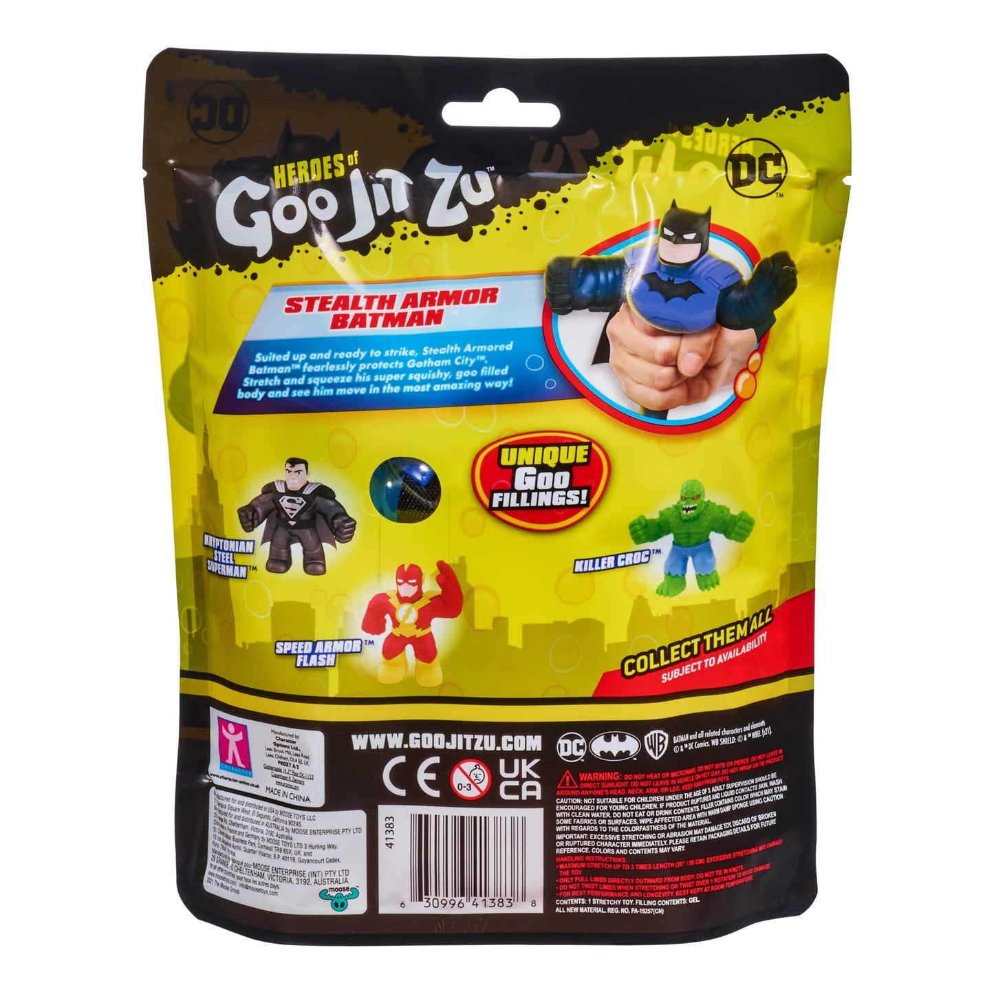 Heroes of Goo Jit Zu DC Hero Pack - Super Stretchy Stealth protective covering Batman 4.5 Tall