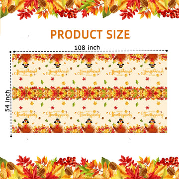 UROINEPA Thanksgiving Tablecloth 3 Pcs Fall Table Cloths Rectangle Maple Leaf Turkey Table Cloth Autumn Tablecover for Thanksgiv