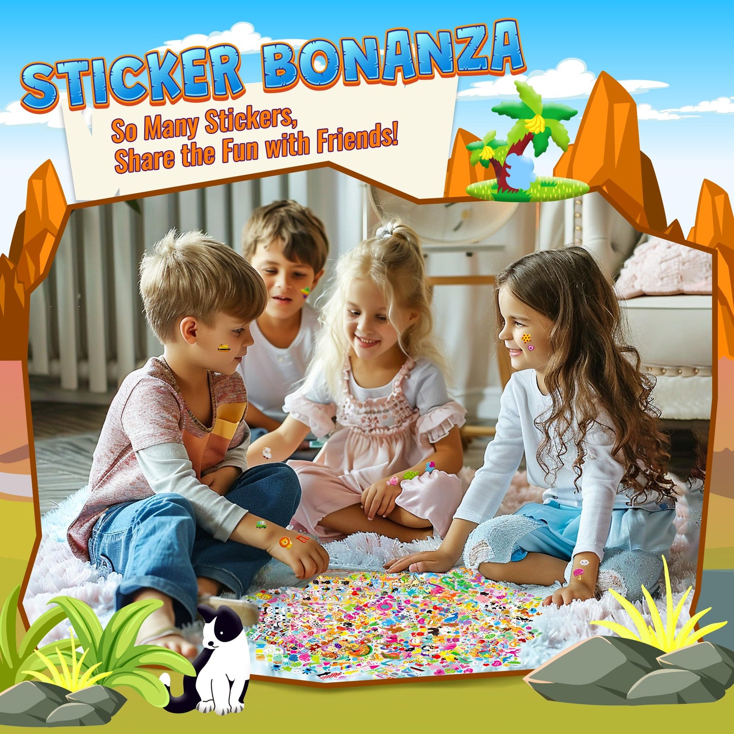 Sinceroduct 3200+ 3D Puffy Stickers for Kids - Multicolored Animal Designs, 64 Sheets, Vinyl Crafting & Classroom Rewards
