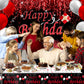 Red And Black Party Decorations, Happy Birthday Decorations For Men Women With Photography Backdrop & Tablecloth Balloons Arch Kit Banner Birthday Party Supplies Bday Decor With Table Cover