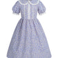 Nuoqi Colonial Costume Girls Prairie Pioneer Dress Laura Ingalls Wilder Costume with Apron Purple, 10-12