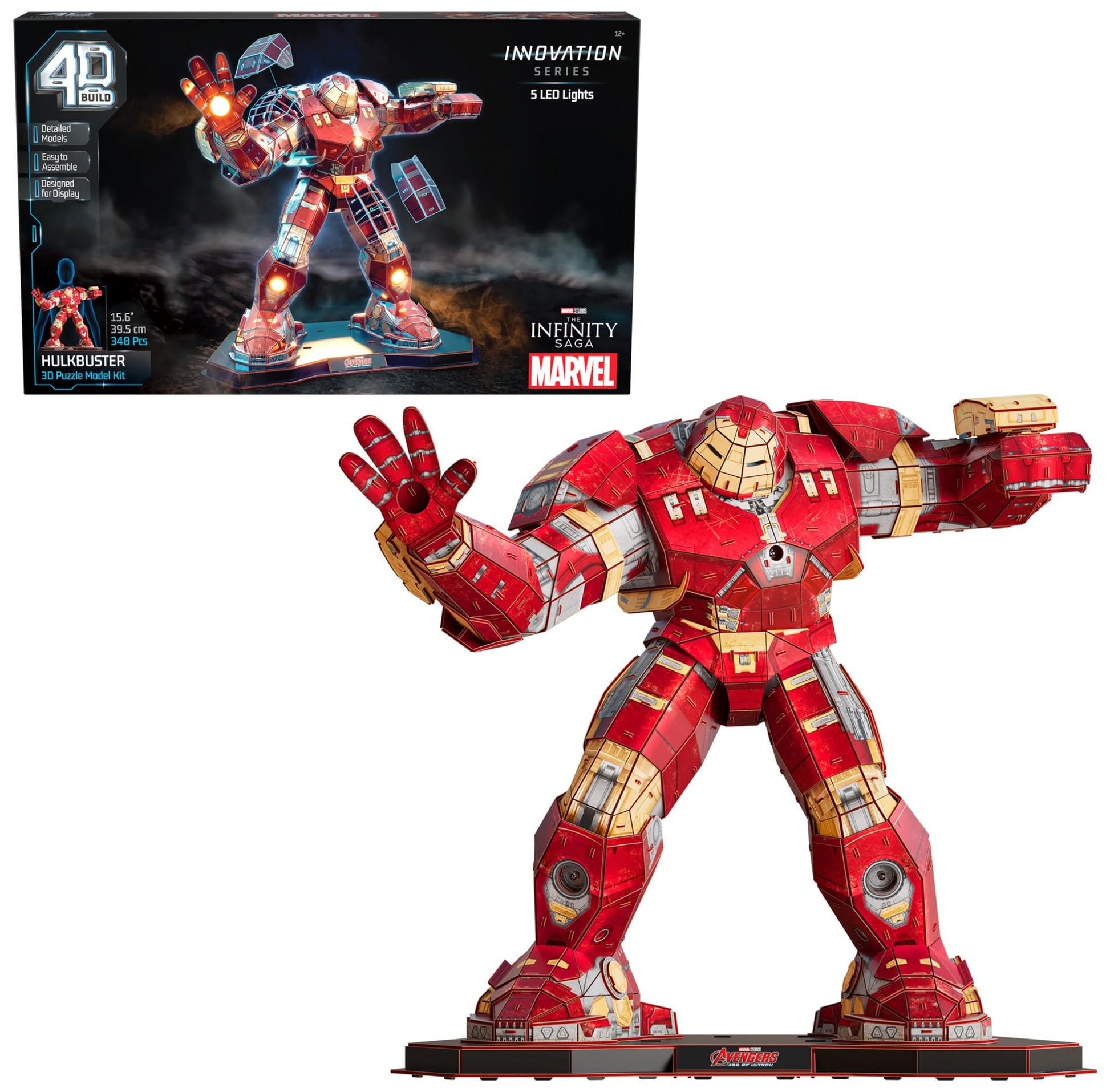 4D Build  Marvel Hulkbuster 3D Model Kit with LED Lights  Innovation Series  Marvel Collectibles & Desk D?cor  mature-themed Puzzle  Building Toys  3D Puzzles for mature-themeds & Teens  348 Pieces  for Ages 12 & Up