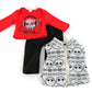 American Fashion World Boys Skull 3 Piece Vest and Pants Set for 18-Inch Dolls | enhanced Quality & Trendy Design | Dolls Clothes | Outfit Fashions for Dolls for Popular Brands